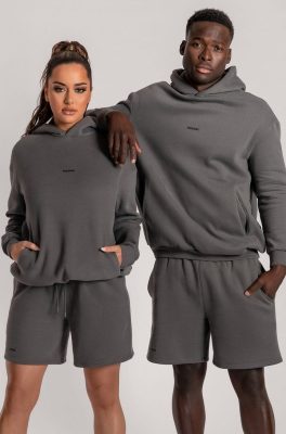 Bộ Đồ Đôi Hoodie MESHIKI Xám – Quần Short Thể Thao Unisex