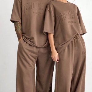 Bộ Đồ Unisex BROOKLYN New York – Nâu Mocha Oversize