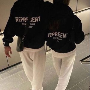 Bộ Đồ Đôi Hoodie REPRESENT Owner Club – Đen Trắng Unisex